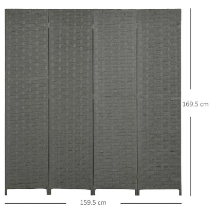 Wave Fibre Freestanding Folding Privacy Screen Panels, Room Divider, Grey