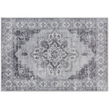 Vintage Area Rug, Non-Slip Washable Rug, Flannel Floor Carpet for Living Room, Bedroom, Dining Room, Home Office