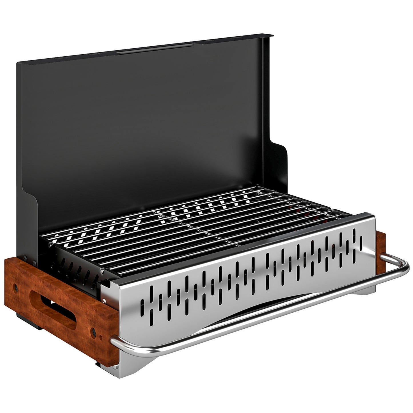 Portable BBQ Grill, Folding Charcoal Barbecue Grill with Removable Charcoal Basin for Camping Picnic Garden Party, Black