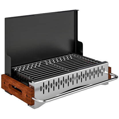Portable BBQ Grill, Folding Charcoal Barbecue Grill with Removable Charcoal Basin for Camping Picnic Garden Party, Black