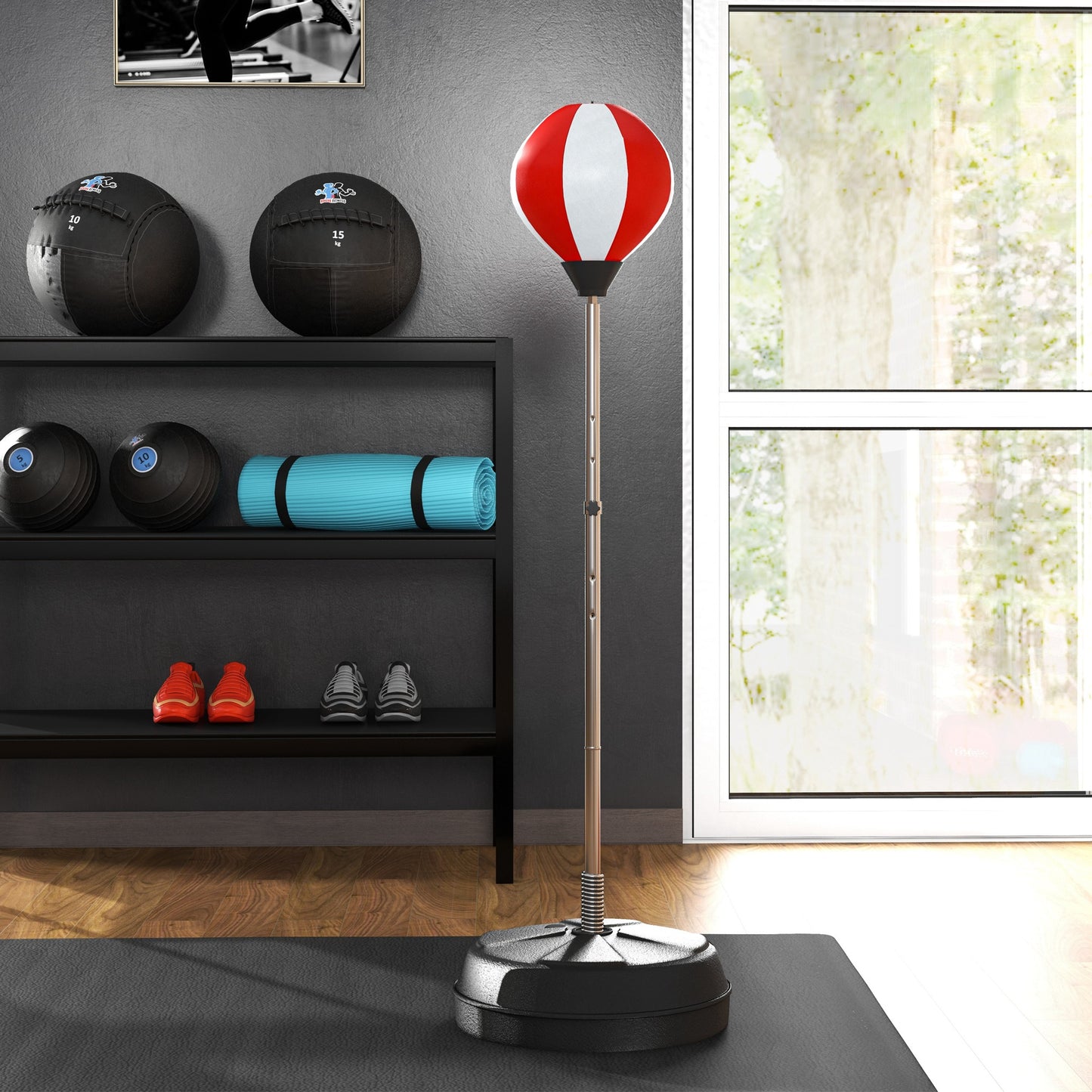 Punching Bag with Stand Boxing Bag Set with Adjustable Height, Red