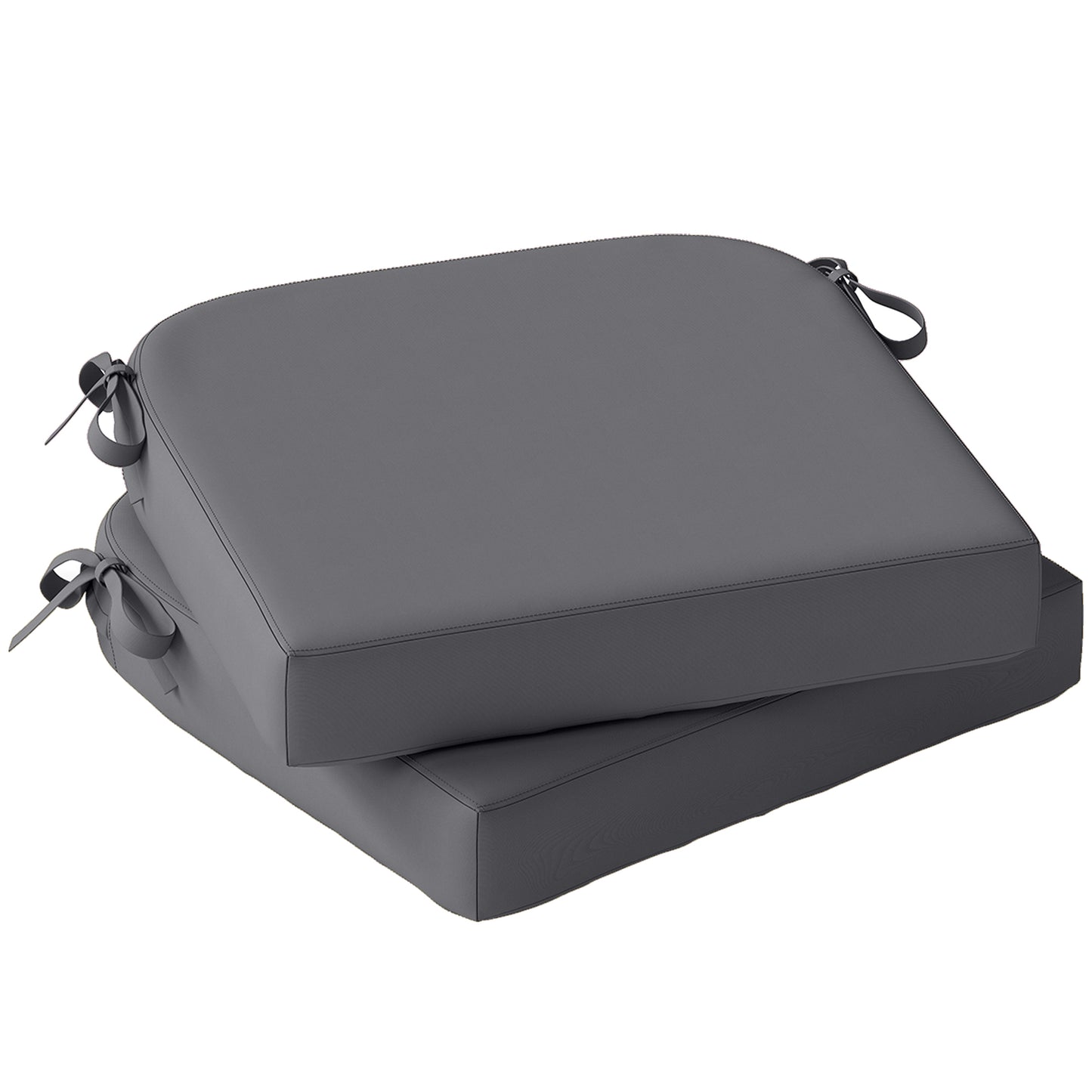 Outdoor Chair Seat Cushions Set of 2, Garden Chair Cushions with 7cm Thick Foam & Ties, Dark Grey