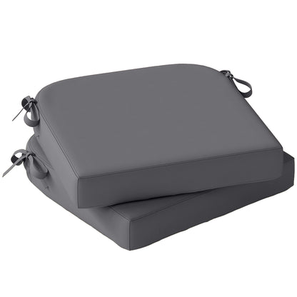 Outdoor Chair Seat Cushions Set of 2, Garden Chair Cushions with 7cm Thick Foam & Ties, Dark Grey