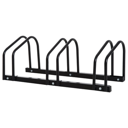 Bike Stand Parking Rack Floor or Wall Mount Bicycle Cycle Storage Locking Stand 76W x 33D x 27H (3 Racks, Black)