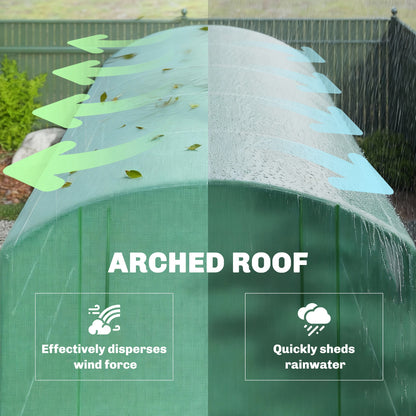 19 x 9.8ft Walk-In Polytunnel Greenhouse - Green