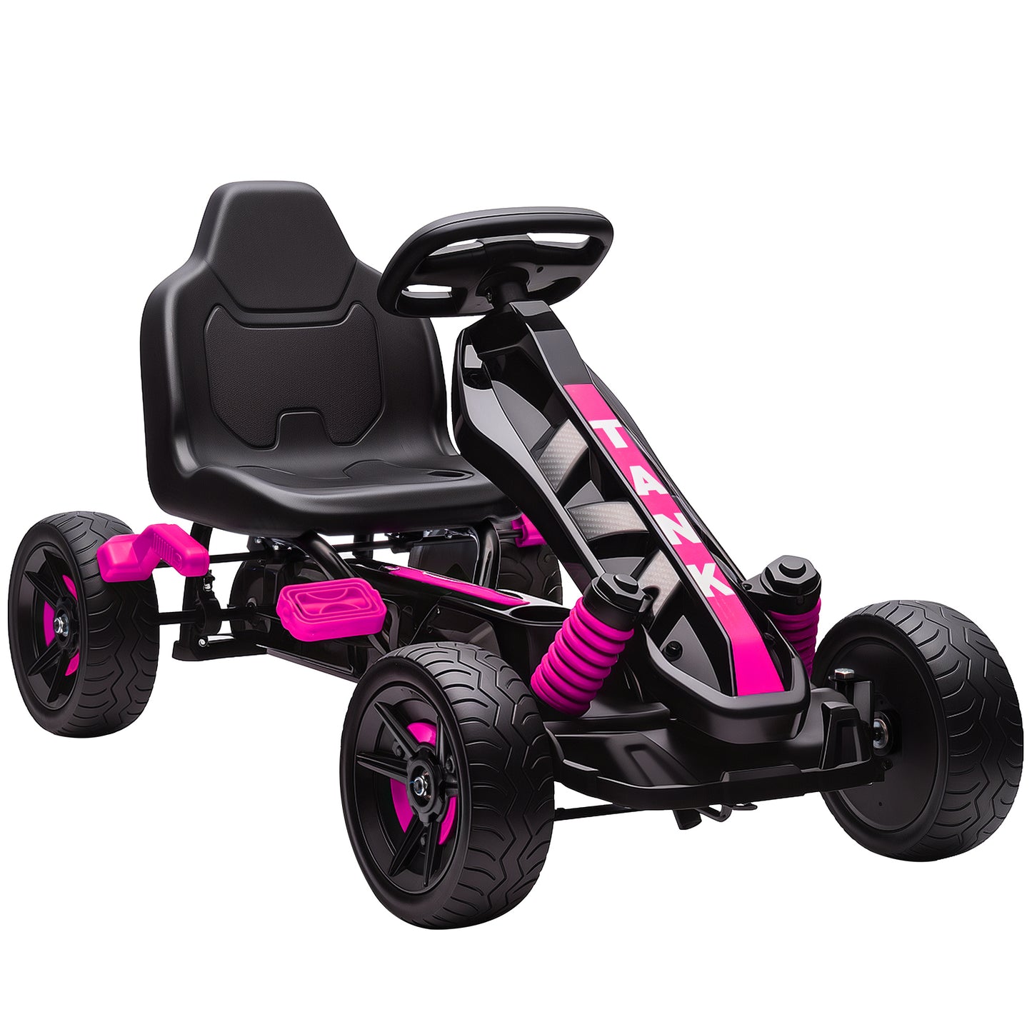 Pedal Go Kart for Kids Aged 3-6 Years, with Freewheel System, Brake, EVA Anti-Slip Wheels, Pink