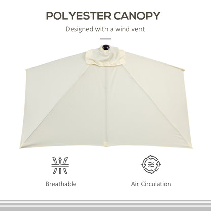 Balcony Half Parasol Semi Round Umbrella Patio Crank Handle (2.3 m, Beige)- NO BASE INCLUDED