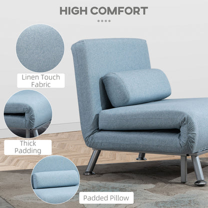 3-in-1 Convertible Chair Bed – Sky Blue
