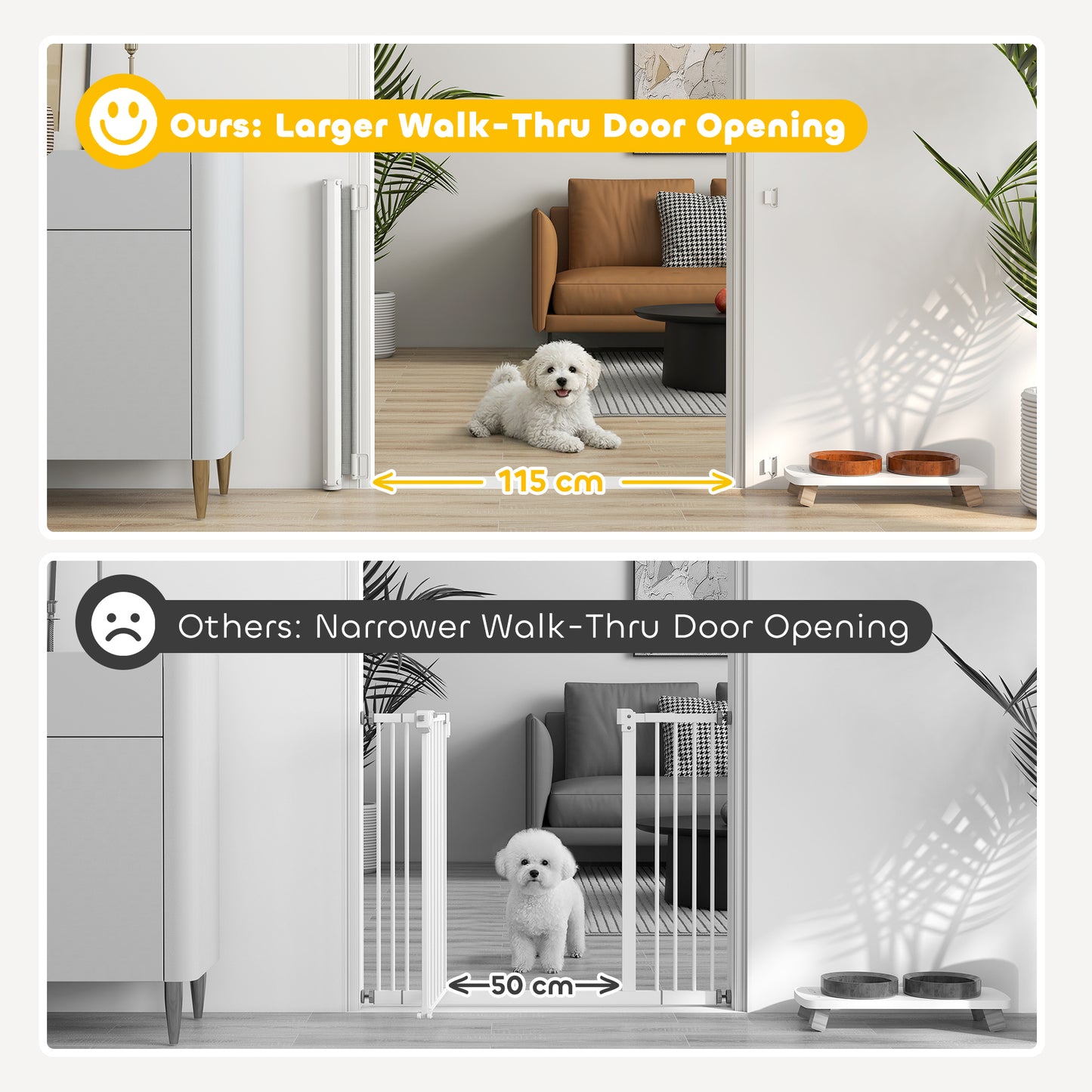 Retractable Pet Safety Gate, Folding Dog Barrier, Grey
