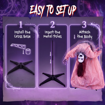Animated Halloween Ghost, Halloween Animatronics with Creepy Screams, Glowing Eyes, Sound/Touch Activated