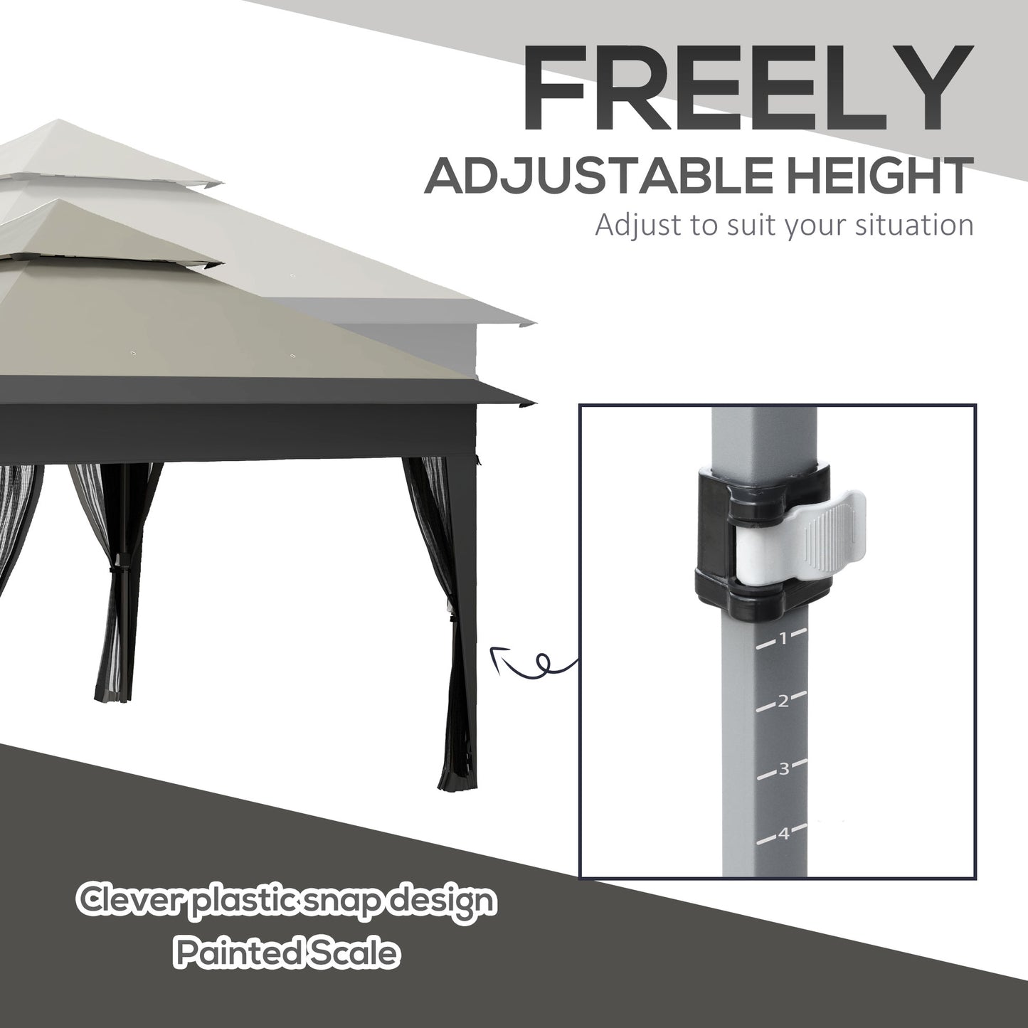 3 x 3(m) Pop Up Gazebo with Mosquito Netting, Easy Setup Marquee Party Tent with 1-Button Push, Double Roof, Carry Bag