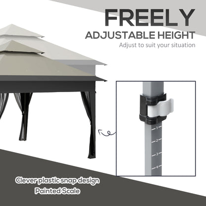 3 x 3(m) Pop Up Gazebo with Mosquito Netting, Easy Setup Marquee Party Tent with 1-Button Push, Double Roof, Carry Bag