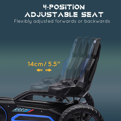 Kids Pedal Go Kart, with Adjustable Seat, EVA Wheels, Seat, Handbrake - Blue