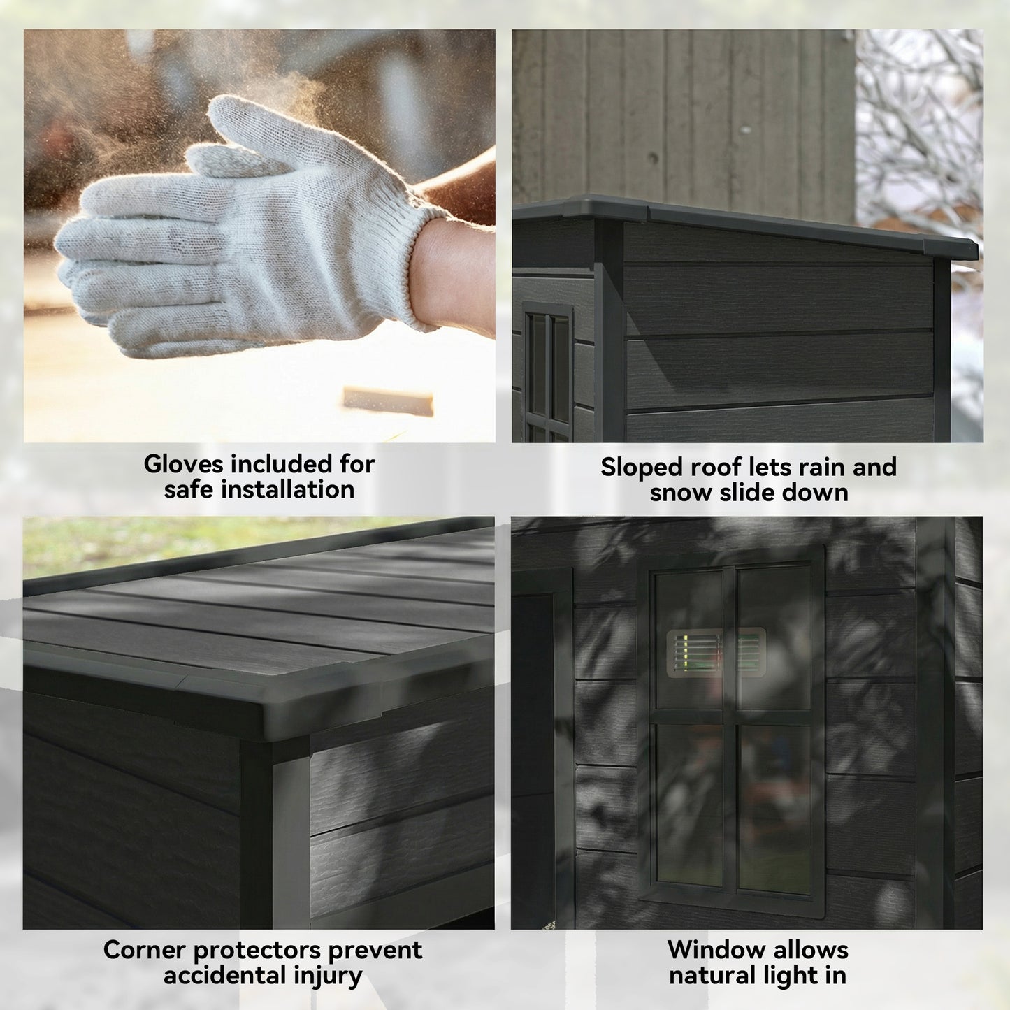 5' x 3' Garden Shed with Floor, Outdoor Storage Shed with Lockable Door, Window and Vent, Dark Grey