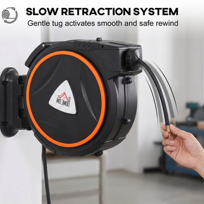 Auto Rewind Hose Reel, Retractable Air Hose Reel 15 m + 1.5 m, 150 Bar with 1/4" BSPT Connector, Black