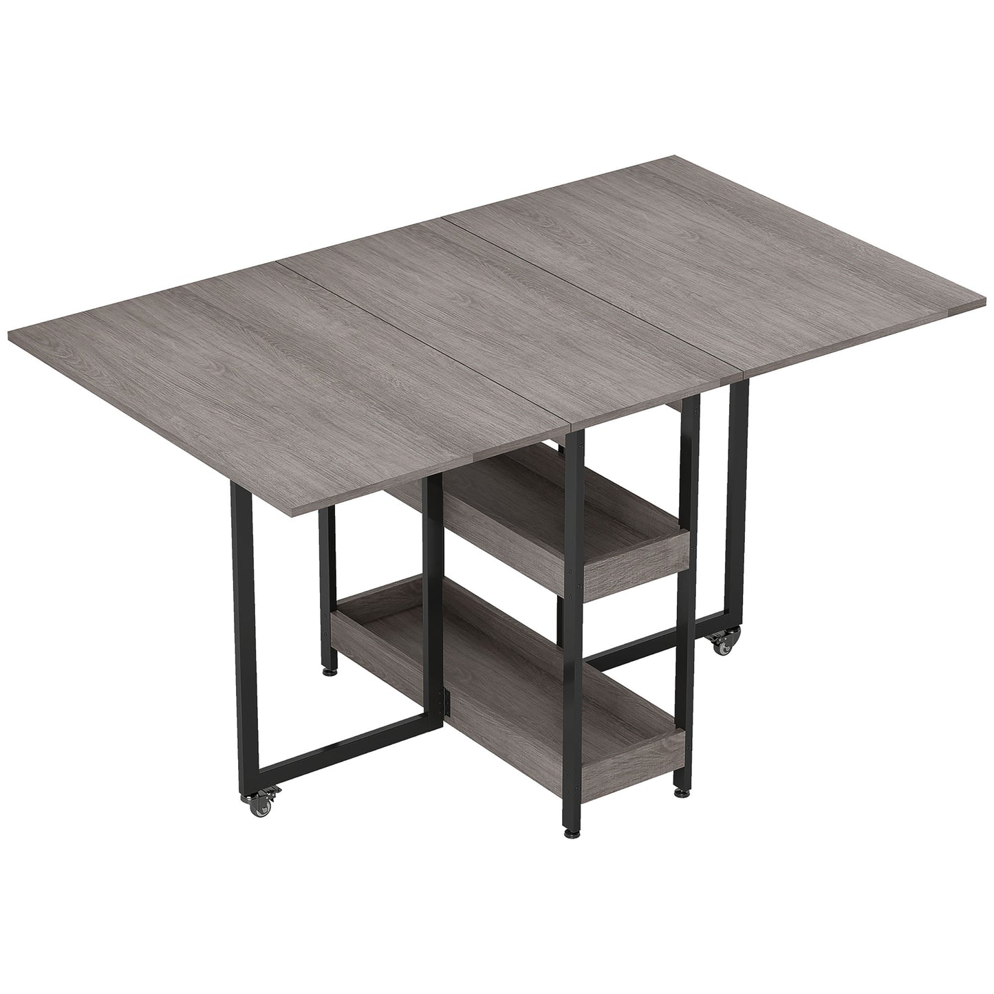 Four-Person Drop Leaf Table - Grey Wood-Effect