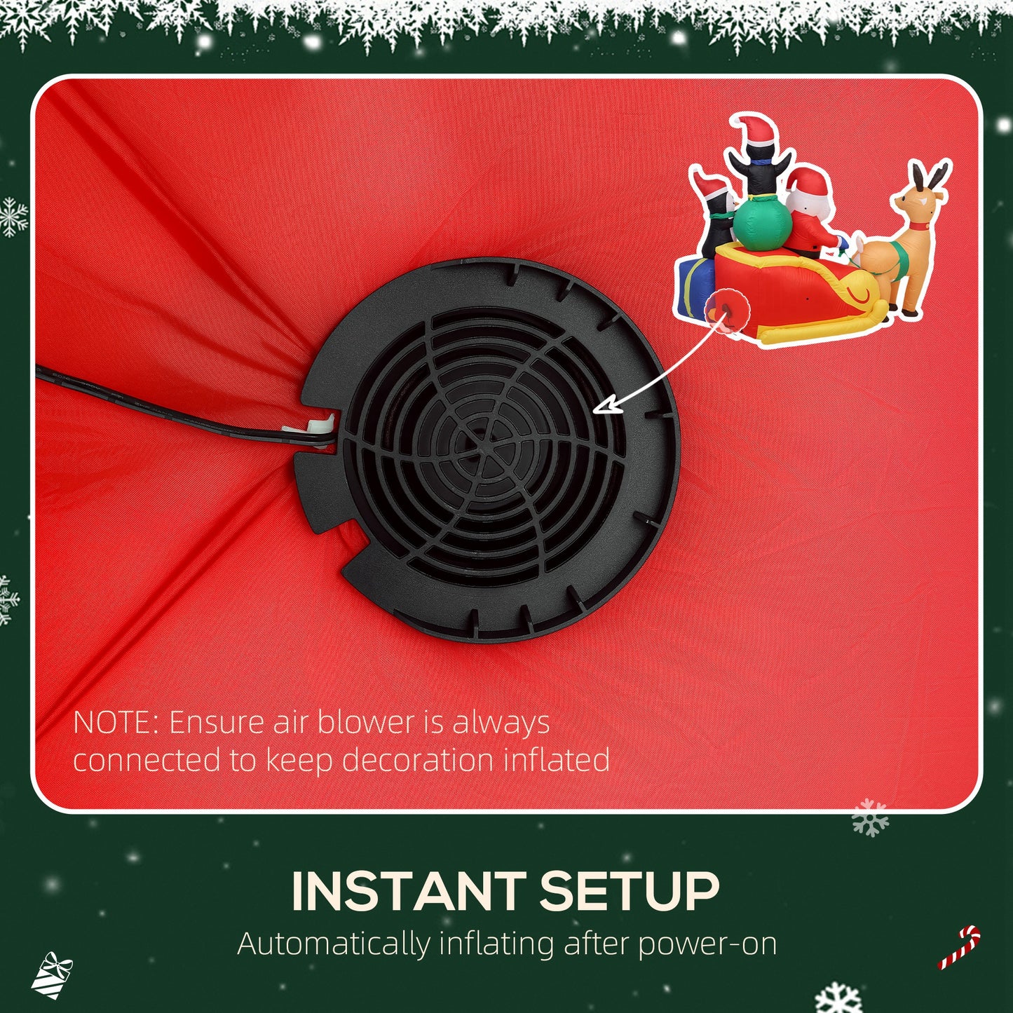 6ft Inflatable Santa Sleigh Decoration, with Accessories