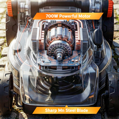 18V Cordless Lawnmower with 2 x 4Ah Batteries, Battery Lawn Mower with 34cm Cutting Width, Mulching Feature