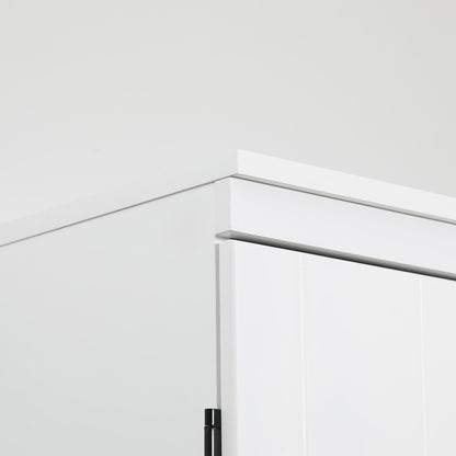 4-Door Tall Kitchen Cupboard, Freestanding 6-Tier Storage Cabinet with 2 Adjustable Shelves for Living Room, Dining Room
