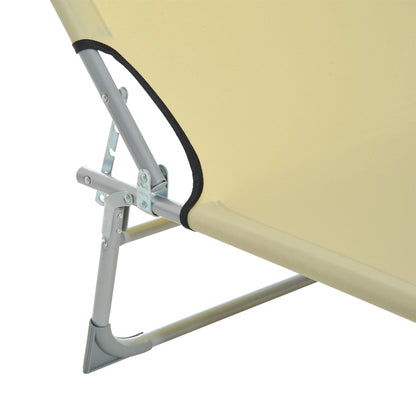 Reclining Sun Lounger Chair Folding Camping Bed with 4-Position Adjustable Backrest