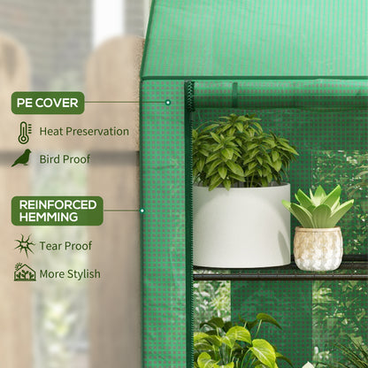 46 x 143cm Three-Shelf Mini Greenhouse - Green