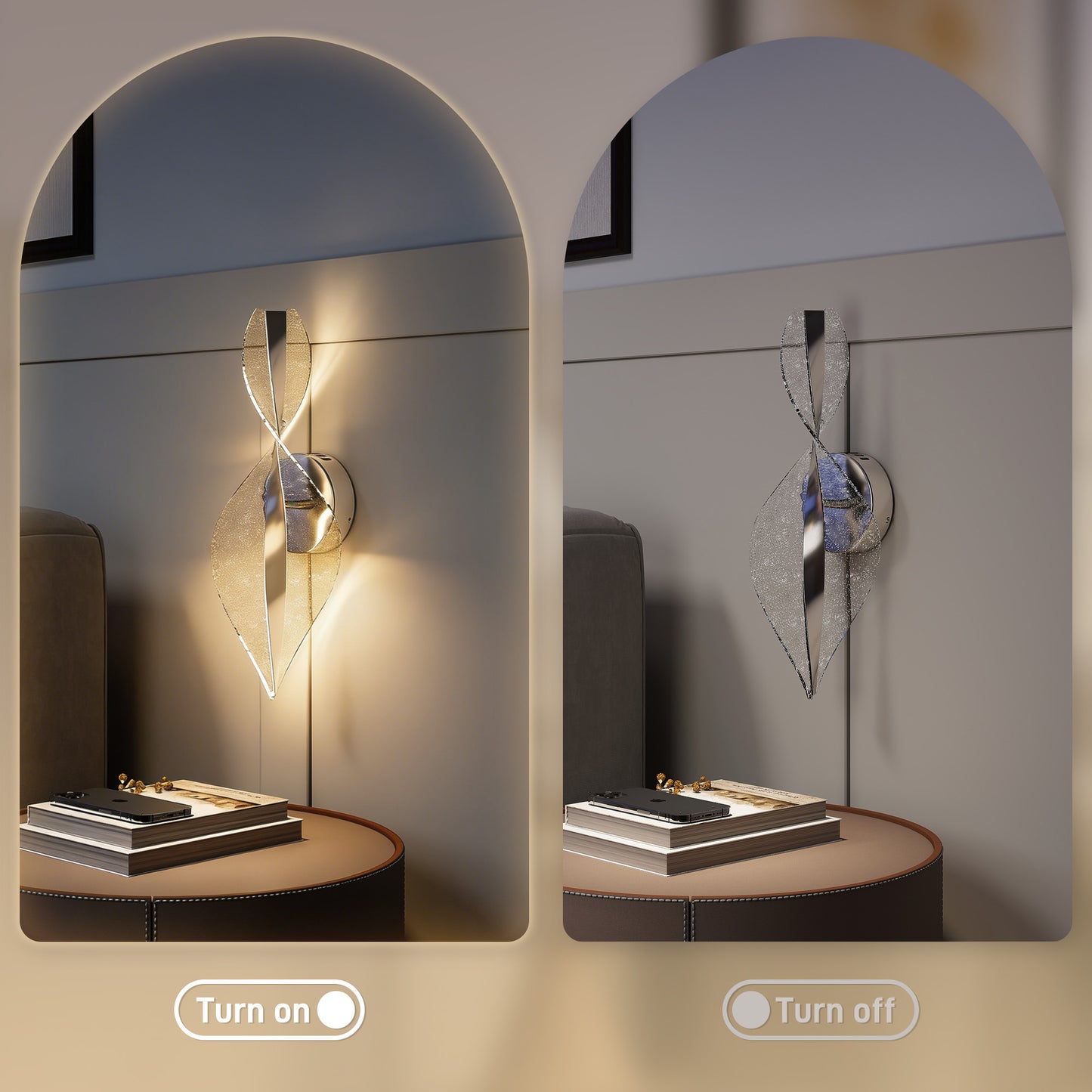 Led Wall Lamp 2 Pack, 13W Modern Indoor Spiral Wall Light, Colour Temperature Adjustable 3000K/4000K/6500K, for Bedroom