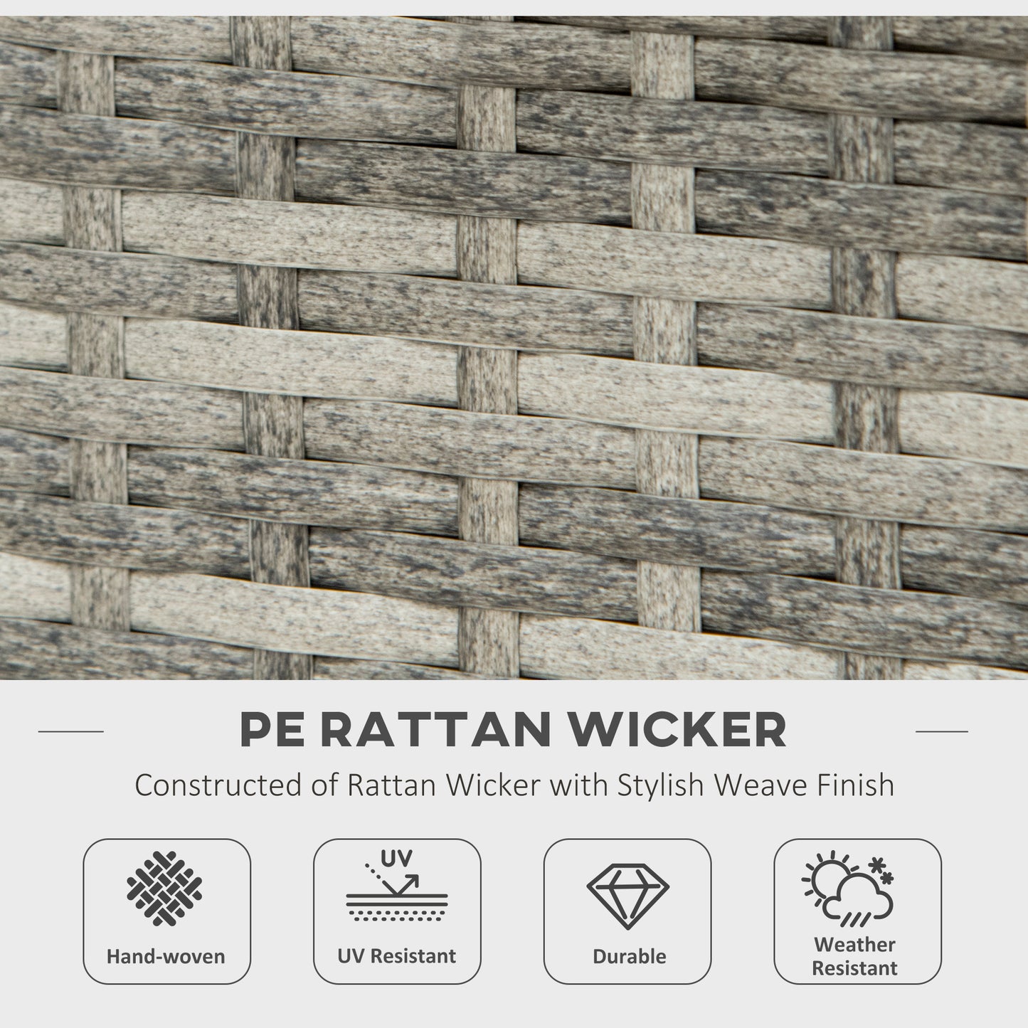 Outdoor PE Rattan Gas Fire Pit Table, Patio Square Propane Heater with Rain Cover, Mesh Lid and Lava Stone, 40,000 BTU
