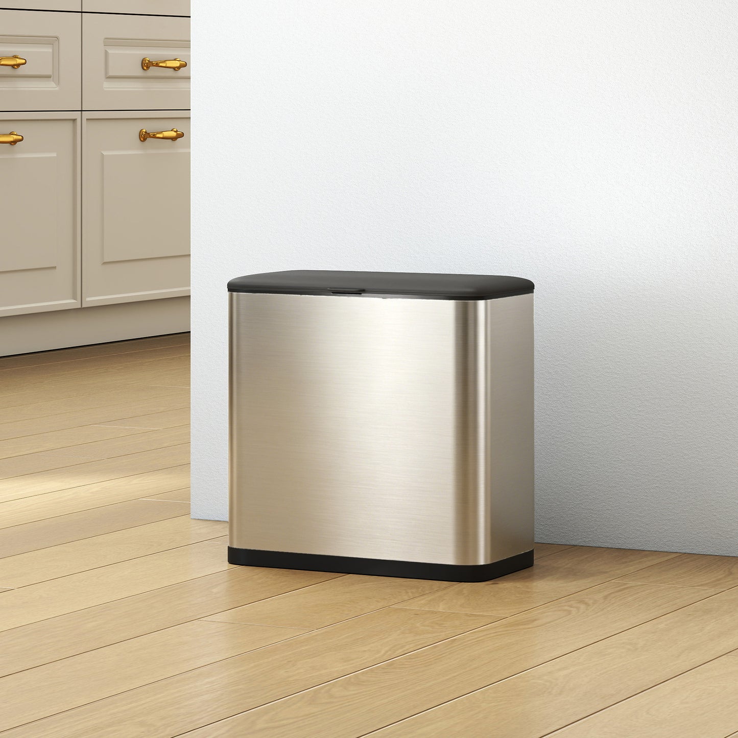 8L Hanging Kitchen Bin, Rubbish bin with Lid and Removable Inner Bucket for Under Cabinet Door, Under Sink, Office