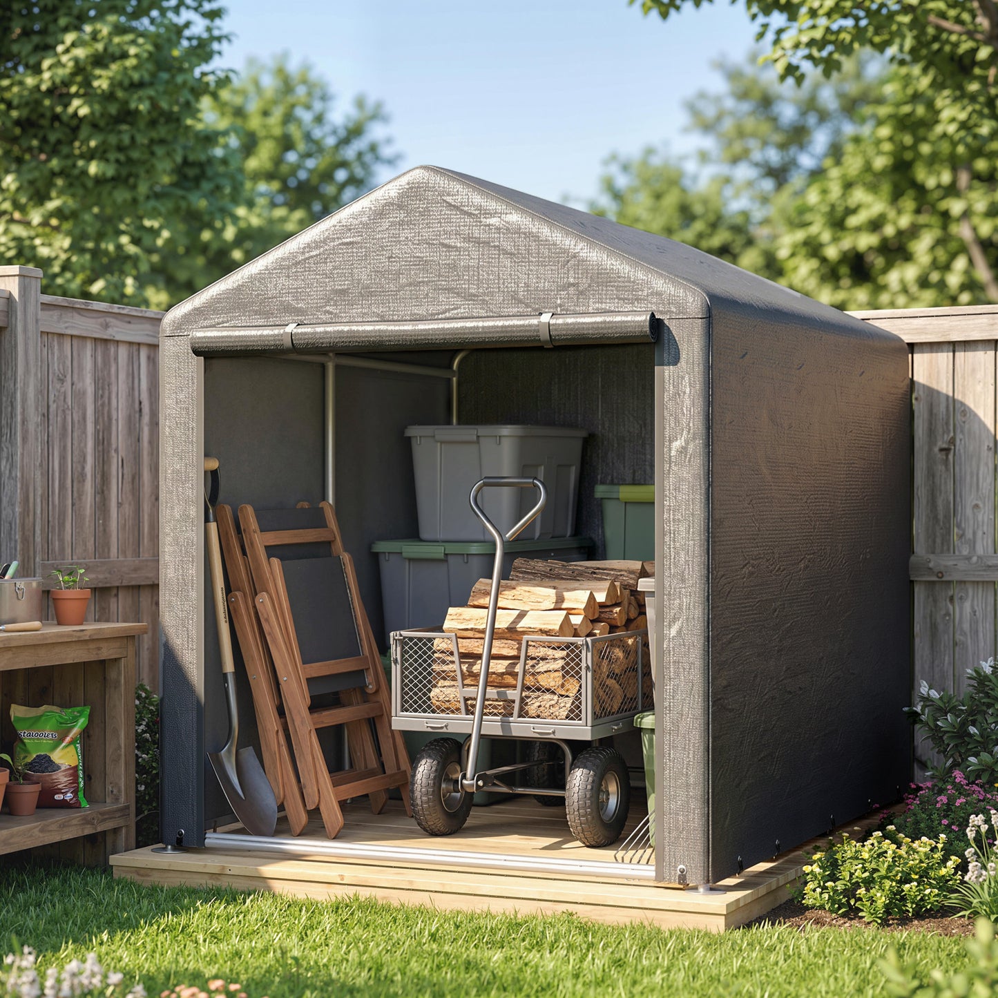 2.2 x 1.6 m Outdoor Storage Tent, with Accessories - Dark Grey