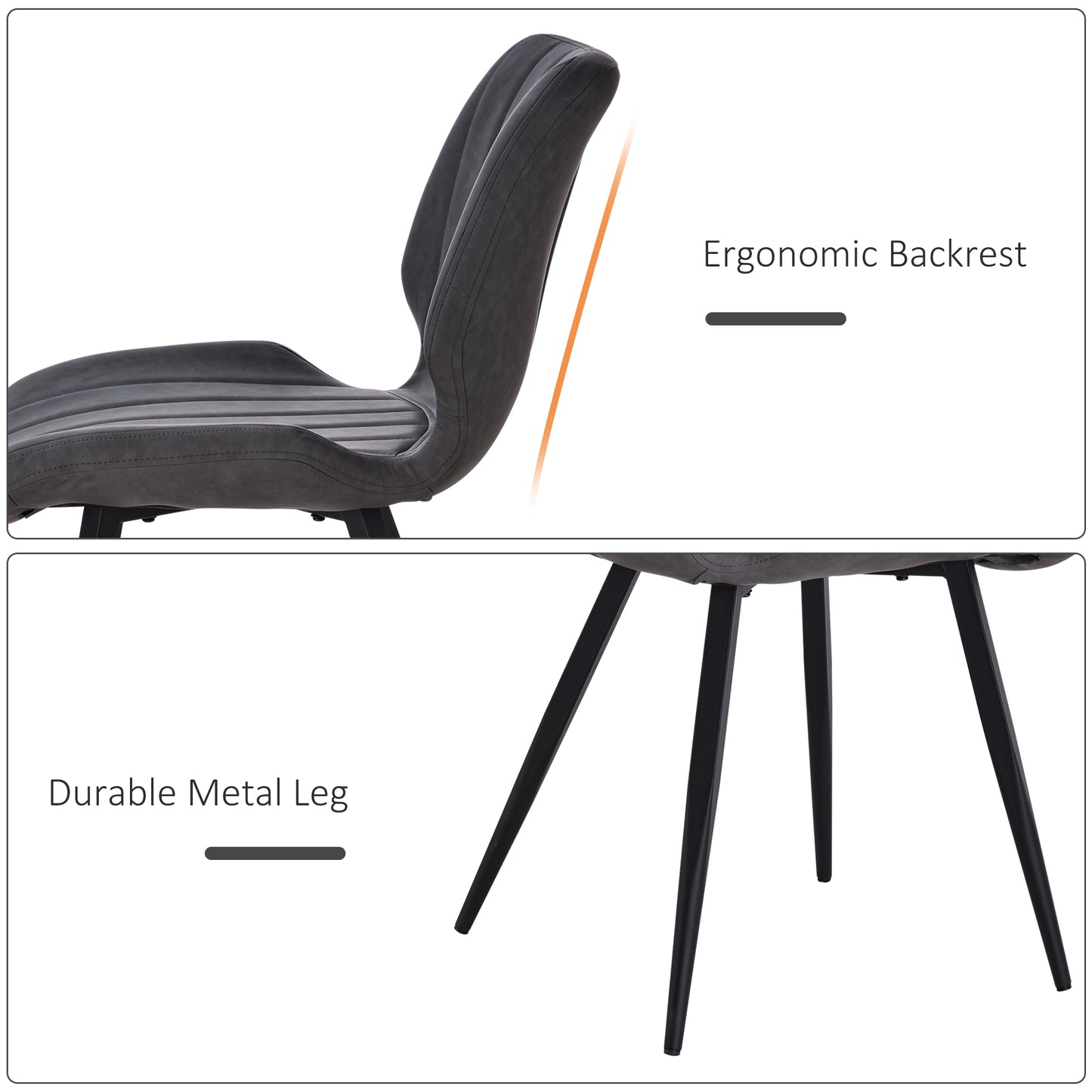 Dining Chairs Set of 2, PU Leather Upholstered Kitchen Chairs with Backs