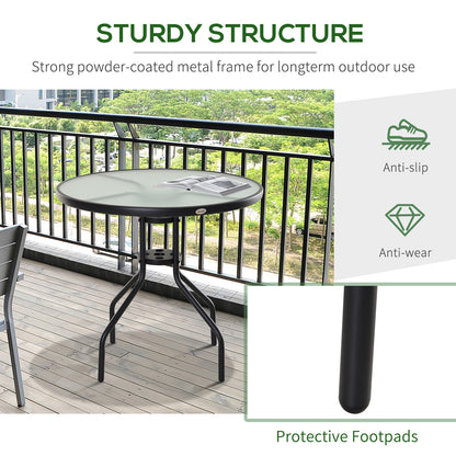 80 cm Round Garden Dining Table with Parasol Hole for 4, Outdoor Coffee Bistro End Side Table