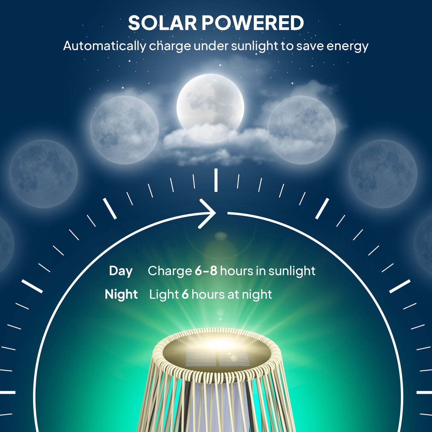 Garden Rattan Lamp, 72 cm Tall Solar Rattan Floor Lamp, Solar Garden Light with Auto On/Off LED, IP44 for Outdoor, Porch