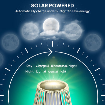 Garden Rattan Lamp, 72 cm Tall Solar Rattan Floor Lamp, Solar Garden Light with Auto On/Off LED, IP44 for Outdoor, Porch