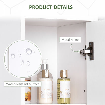 Tall Bathroom Storage Cabinet with Three-position Adjustable Shelves For Neutral Style, Hallway White