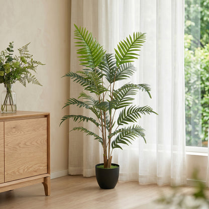 Artificial Fern Topiary Tree, Realistic Artificial Plant in Cement Pot, Fake Plant, 120cm