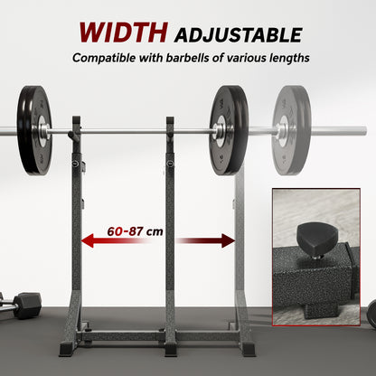 Heavy Duty Barbell Squat Rack, Adjustable and Multifunctional Weight Power Stand, for Home, Gym - Black