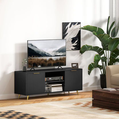 Modern TV Stand Cabinet for TVs up to 55", TV Unit with 2 Open Shelves and 2 Cabinets