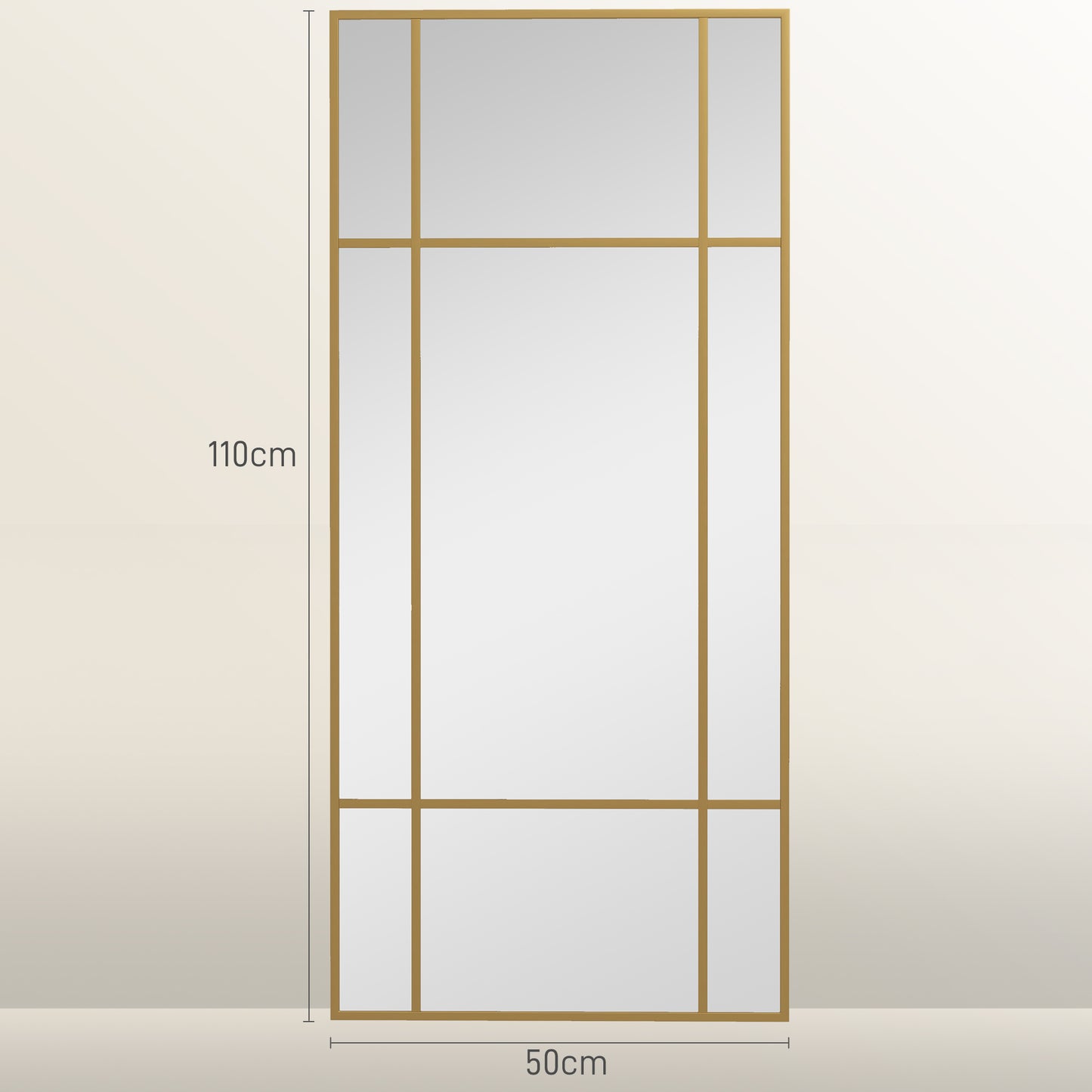 Decorative Grid Wall Mirror, with Back Hooks - Gold Tone