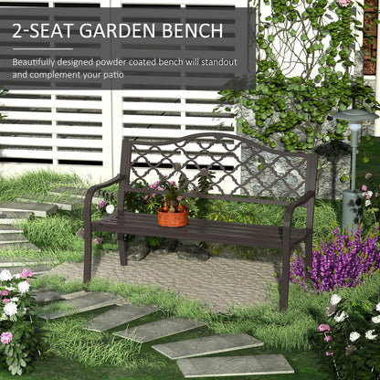 Antique Style Outdoor Cast Iron Front Porch Bench Path Chair Seat, Brown