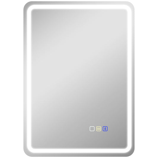 70 x 50 cm Bluetooth Bathroom Mirror - Silver-Tone