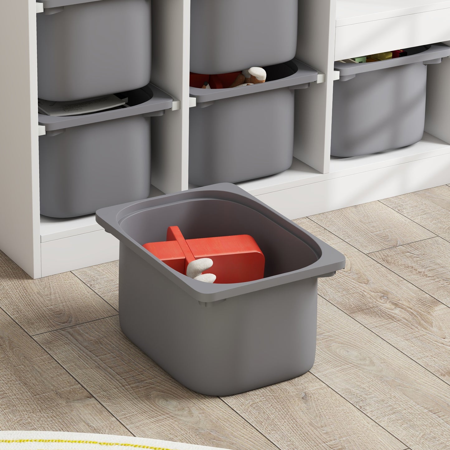 Toy Storage Organiser, Three-Layer Kids Toy Storage Units, with Removable Bins, for Ages 3-8 Years, Grey