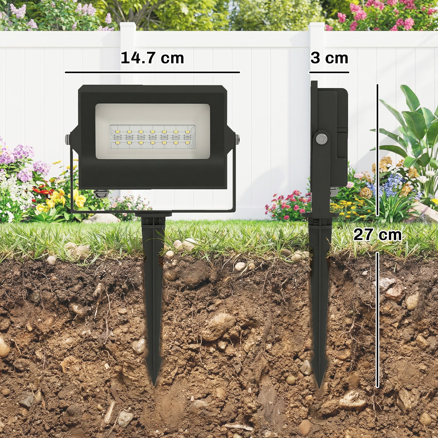 32W LED Floodlights, Linkable 4-Pack Landscape Lighting with Remote Control, RGB Colour Changing, UK Plug, Black