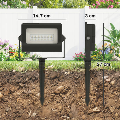 32W LED Floodlights, Linkable 4-Pack Landscape Lighting with Remote Control, RGB Colour Changing, UK Plug, Black