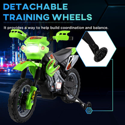 Kids Electric Motorbike, 6V Battery Powered Ride on Motorcycle with Training Wheels, Start-up Button, Pedal