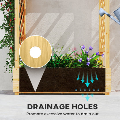 Garden Planter with Trellis, Wooden Raised Bed for Garden with Hanging Roof and Drainage Holes