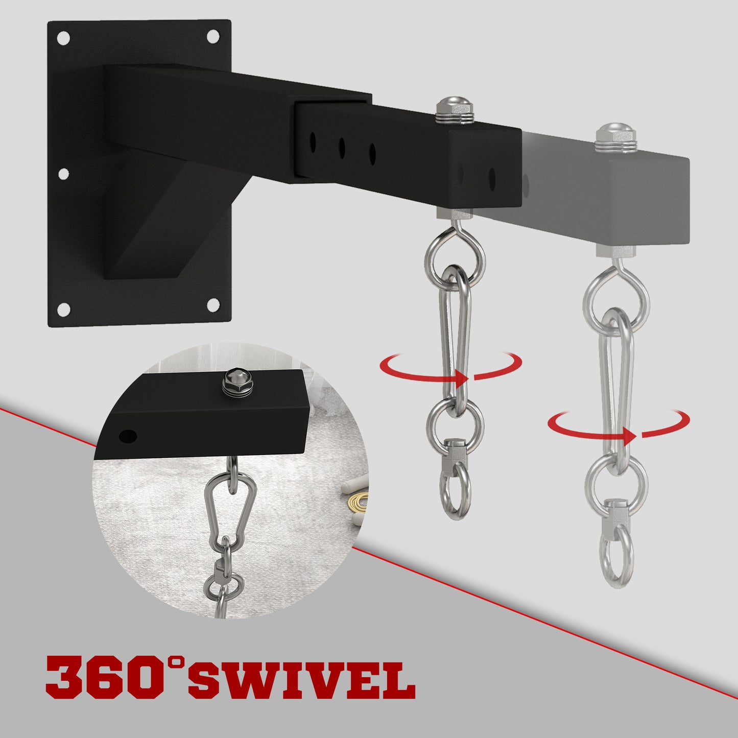 Punch Bag Wall Bracket, 5-Length Adjustable Boxing Bag Bracket for Kickboxing, Muay Thai, Punching Training