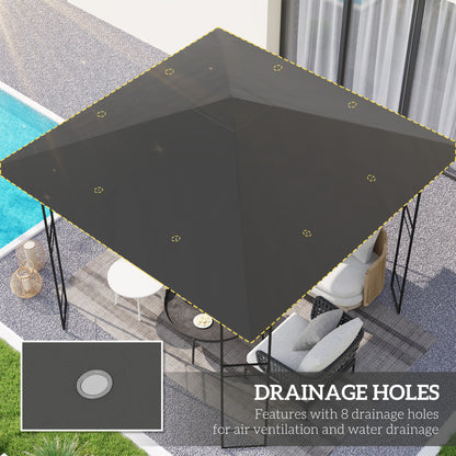 3 x 3(m) Gazebo Canopy Replacement Cover, Garden Gazebo Roof Replacement with Drain Holes, Water Resistant PVC Coating