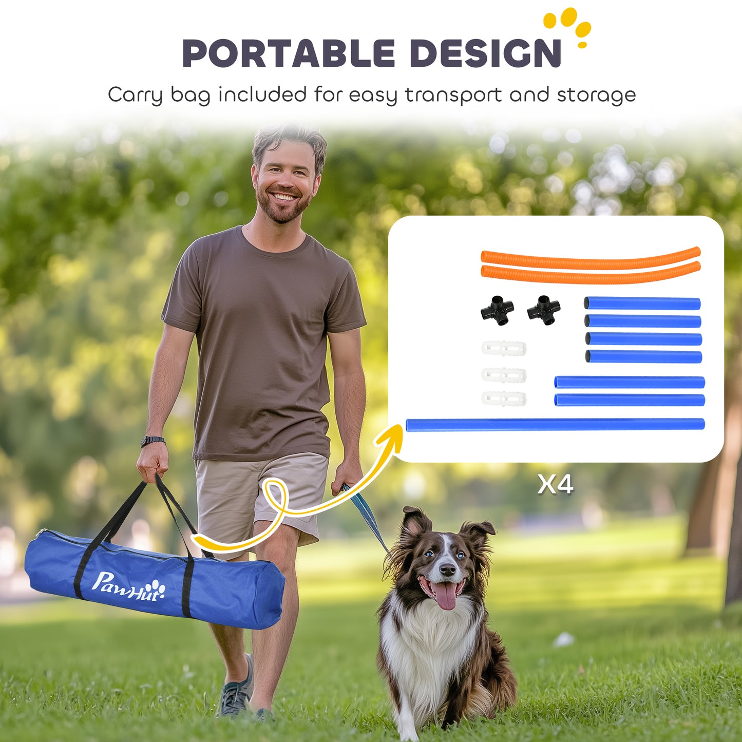 Four-Piece Portable Dog Agility Equipment - Blue