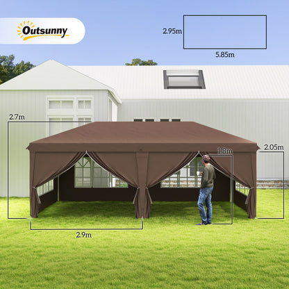 3 x 6 m Pop Up Gazebo with Sides and Windows, Height Adjustable Wedding Camping Party Tent Canopy Marquee with Storage Bag fo