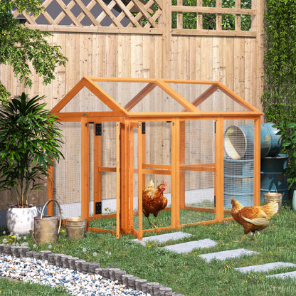 Large Chicken Run, Wooden Chicken House for 1-3 Chickens, Hen House Duck Pen Outdoor with Combinable Design, Orange